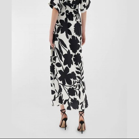 Figue Neva Black and White Floral Print Belted Midi Dress M NWT $698 - Picture 5 of 5